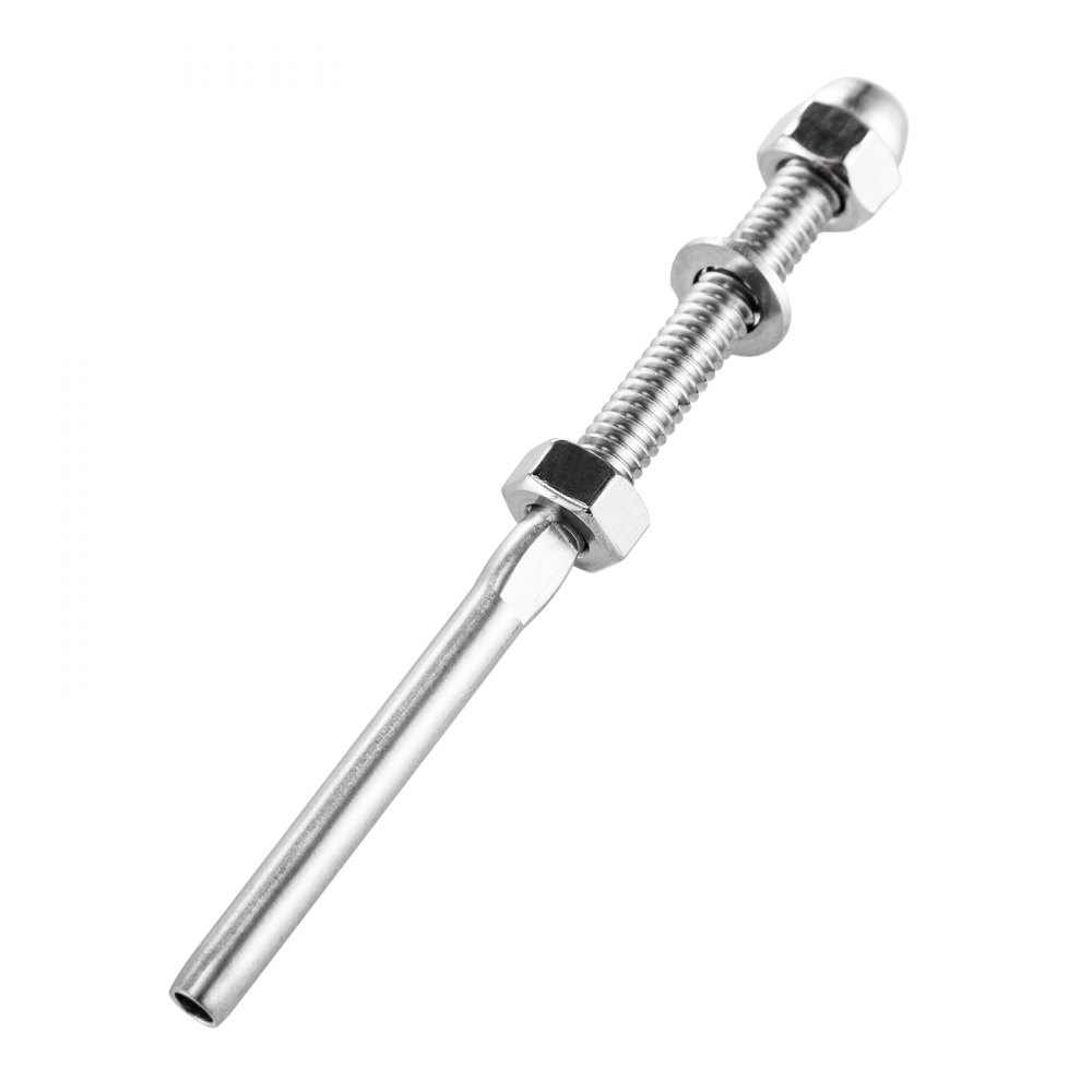 VEVOR 52 Pack Cable Railing Swage 3/16 Inch Stainless Steel Railing SS316 Hand Swage Threaded Stud Tension End Fitting Terminal Cable Railing Kit for Stair Deck Railing Wood & Metal Post