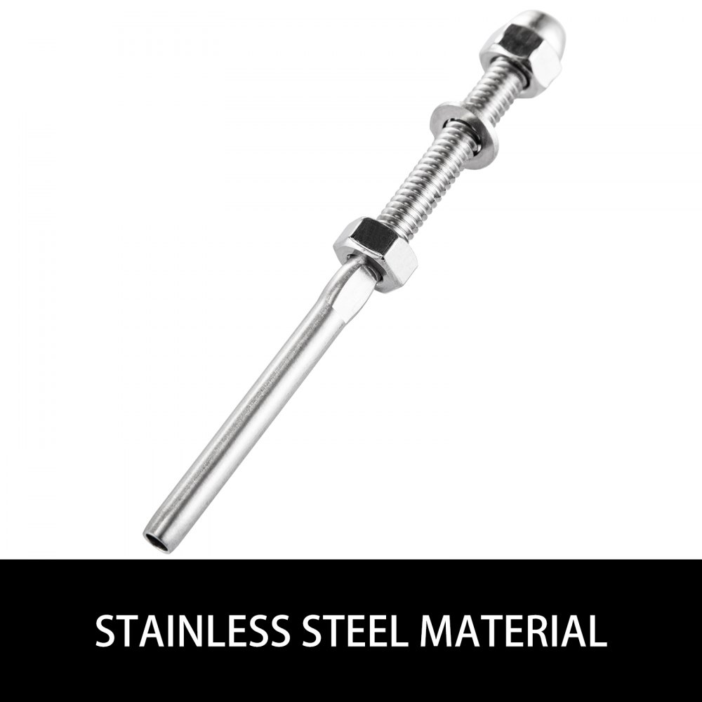 VEVOR 52 Pack Cable Railing Swage 3/16 Inch Stainless Steel Railing SS316 Hand Swage Threaded Stud Tension End Fitting Terminal Cable Railing Kit for Stair Deck Railing Wood & Metal Post