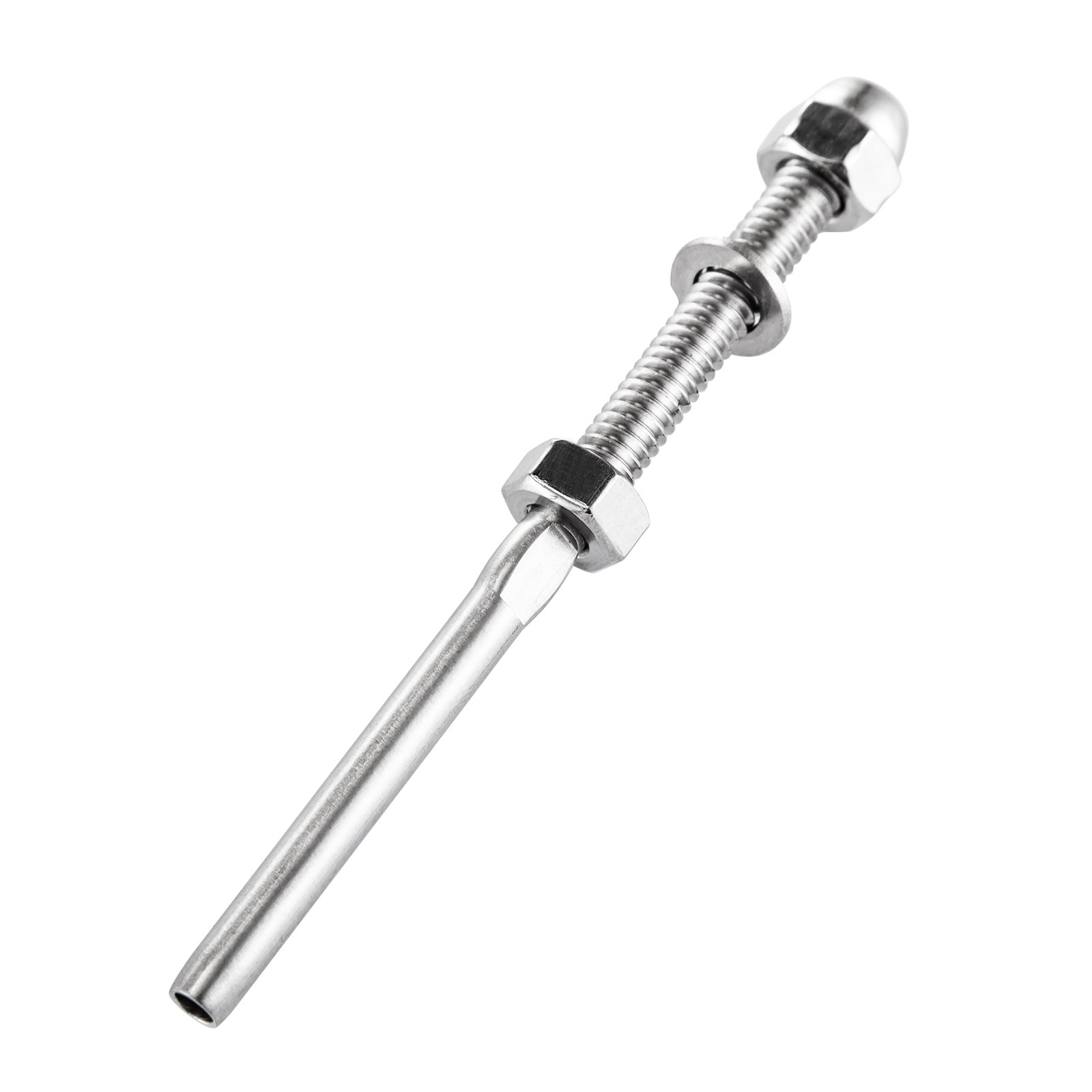 VEVOR 52 Pack Cable Railing Swage 3/16 Inch Stainless Steel Railing SS316 Hand Swage Threaded Stud Tension End Fitting Terminal Cable Railing Kit for Stair Deck Railing Wood & Metal Post