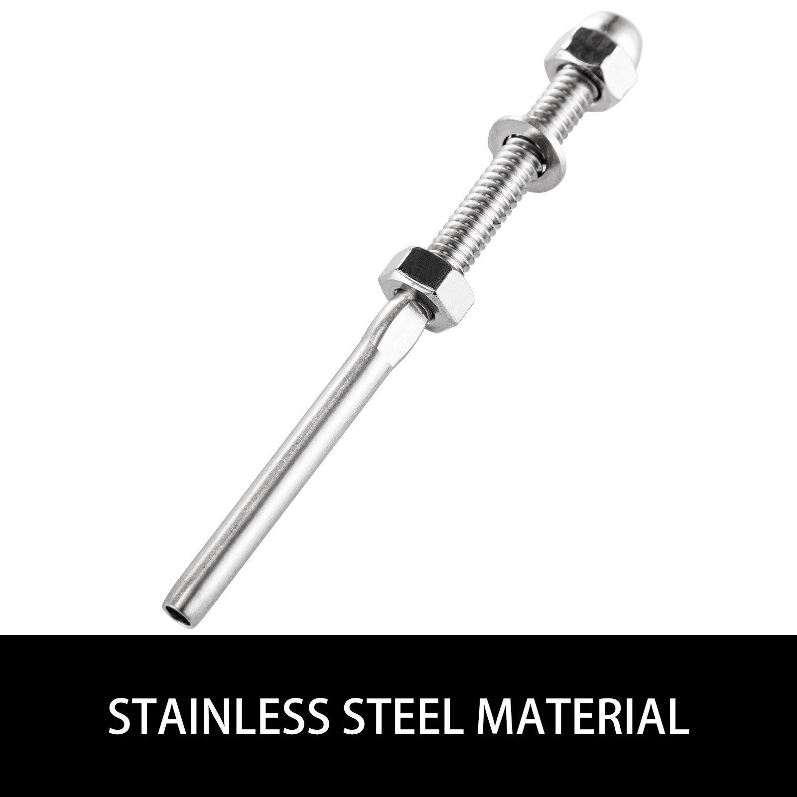 VEVOR 52 Pack Cable Railing Swage 3/16 Inch Stainless Steel Railing SS316 Hand Swage Threaded Stud Tension End Fitting Terminal Cable Railing Kit for Stair Deck Railing Wood & Metal Post