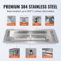 VEVOR 24 x 8 inch Drop-in Fire Pit Pan, Rectangular Stainless Steel Fire Pit Burner Kit, Natural & Propane Gas Fire Pan 120,000 BTU with H-Burner for Indoor or Outdoor Use