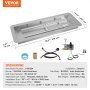 VEVOR 36 x 12 inch Drop-in Fire Pit Pan, Rectangular Stainless Steel Fire Pit Burner Kit, Natural & Propane Gas Fire Pan 150,000 BTU with H-Burner for Indoor or Outdoor Use