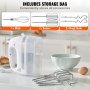VEVOR Electric Hand Mixer, 5-Speed, 250 Watt Portable Electric Handheld Mixer, with Turbo Boost Beaters Dough Hooks Whisk Storage Case, Baking Supplies for Whipping Mixing Egg Cookie Cake Cream Batter