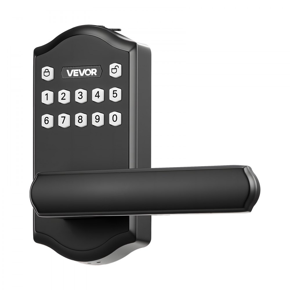 VEVOR Keyless Entry Door Lock with Handle, Electronic Lever Door Handle with Keypad, Customizable User Codes, Keyed Entry, Auto Lock, Anti-Peeking Password, Backlit Keypad, for Home, Matte Black