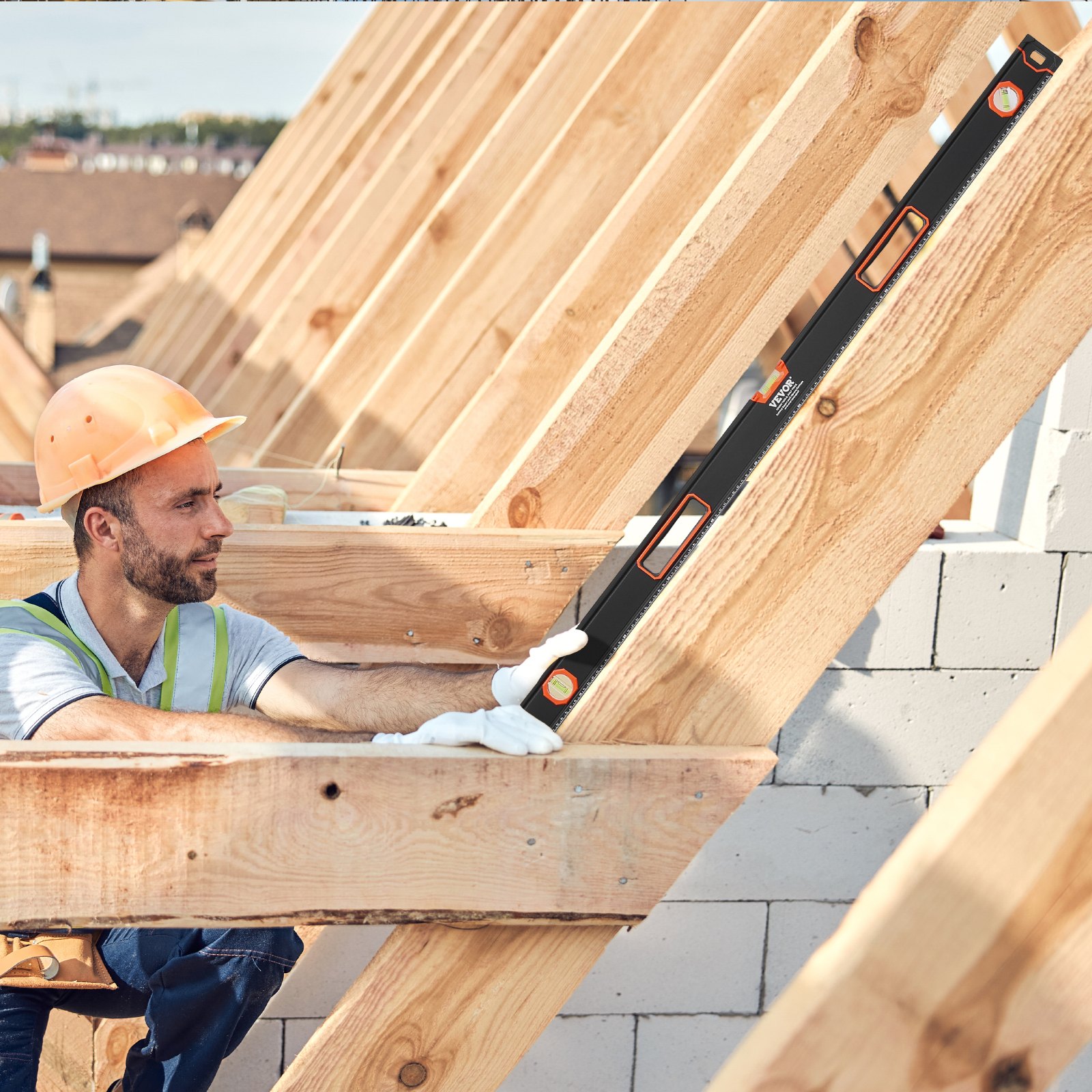 VEVOR 6-Piece Torpedo Level, 78/48/32/24/16/10 Inch Box Levels Set, Bubble Vials Ruler for 45/90/180 Degree, Shock-Proof Aluminum Alloy Magnetic Leveler Tool, SAE/Metric Scale(Only 10-inch has magnet)