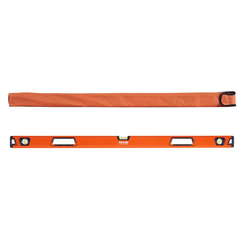 VEVOR Magnetic Torpedo Level, 48 in, Mechanical Bubble Vials Ruler for 45/90/180 Degree, Aluminum Alloy Leveler Tool w/ Viewing Window, Shock-Resistant for Measuring Plumbing, Wood