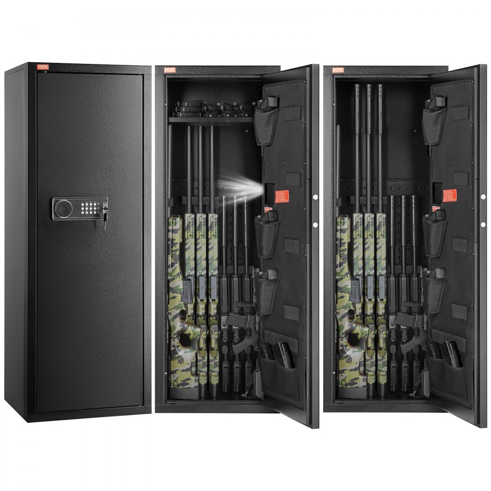Three Rifle Gun Safe VEVOR 8-10 Rifles Gun Safe, Rifle Safe with Lock & Digital Keypad ...