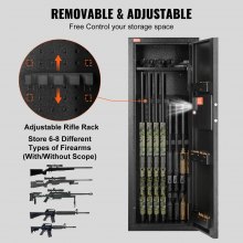 VEVOR 6-8 Rifles Gun Safe, Rifle Safe with Lock & Digital Keypad, Quick Access Tall Gun Storage Cabinet with Removable Shelf, Rifle Cabinet for Home Rifle and Shotguns
