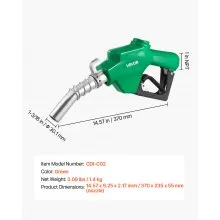 VEVOR 1 in NPT Automatic Fuel Nozzle 1-3/16 in Spout Auto Shut Off Diesel Nozzle