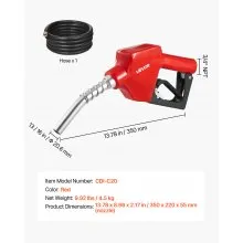 VEVOR 3/4 in NPT Automatic Fuel Nozzle 13/16 in Spout Auto Shut Off Gas Nozzle