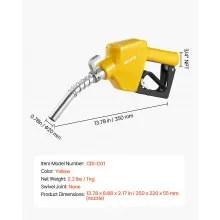 VEVOR 3/4 in NPT Automatic Fuel Nozzle 0.78 in Spout Auto Shut Off Diesel Nozzle