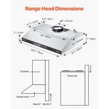 VEVOR 30" Under Cabinet Range Hood Vent Hood 900CFM Gesture & Touch Control