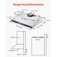 36" Under Cabinet Range Hood Vent Hood 900CFM Gesture & Touch Control
