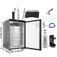 VEVOR Beer Kegerator, Single Tap Draft Beer Dispenser, Full Size Keg Refrigerator With Shelves, CO2 Cylinder, Drip Tray & Rail, 32°F- 50°F Temperature Control, Holds 1/6, 1/4, 1/2 Barrels, Black