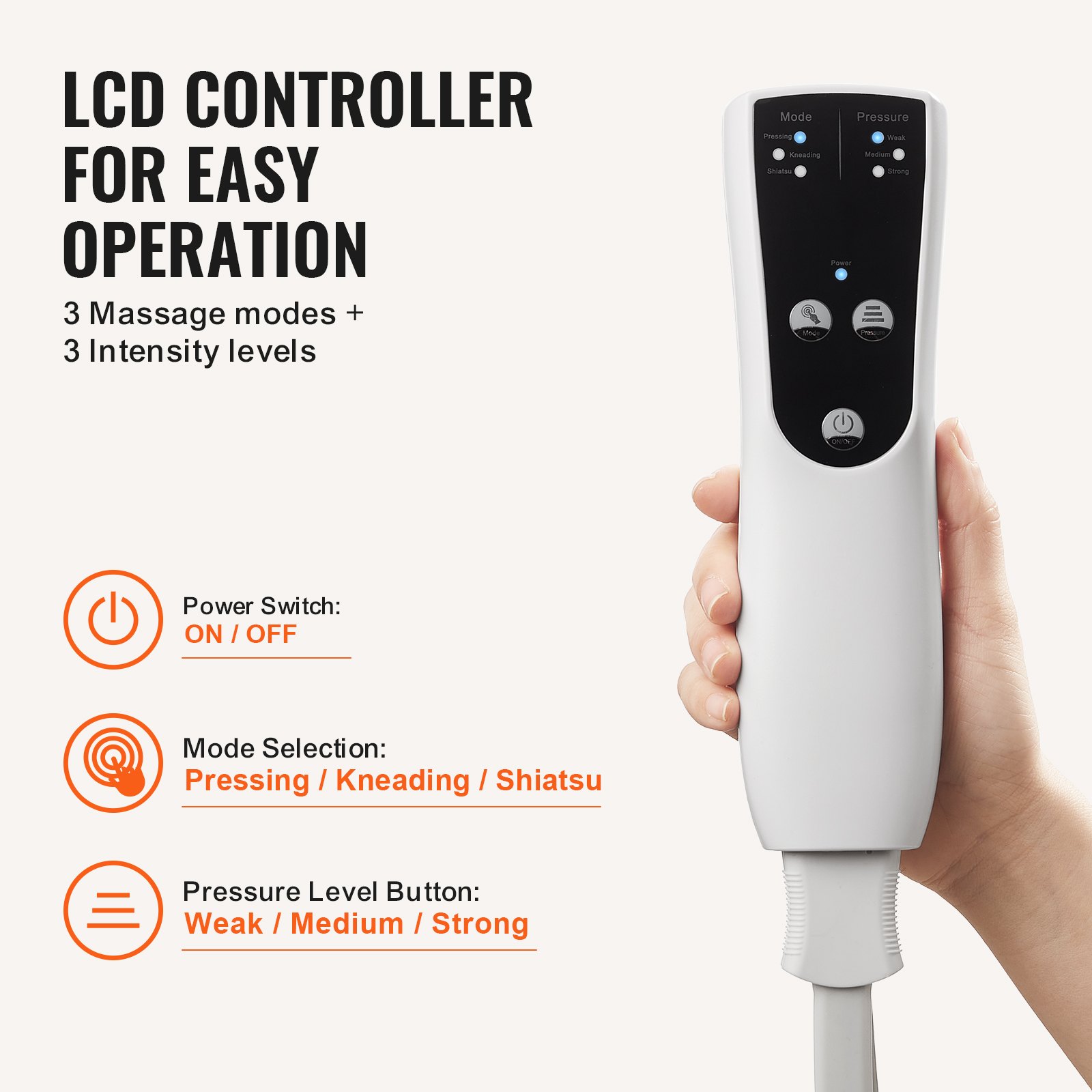 VEVOR Leg Massager with Air Compression, Foot and Calf Massager with 3 Modes & 3 Intensities, LCD Controller, Compression Massage Boot for Circulation, Swelling and Pain Relief- Great Gift for Mom/Dad