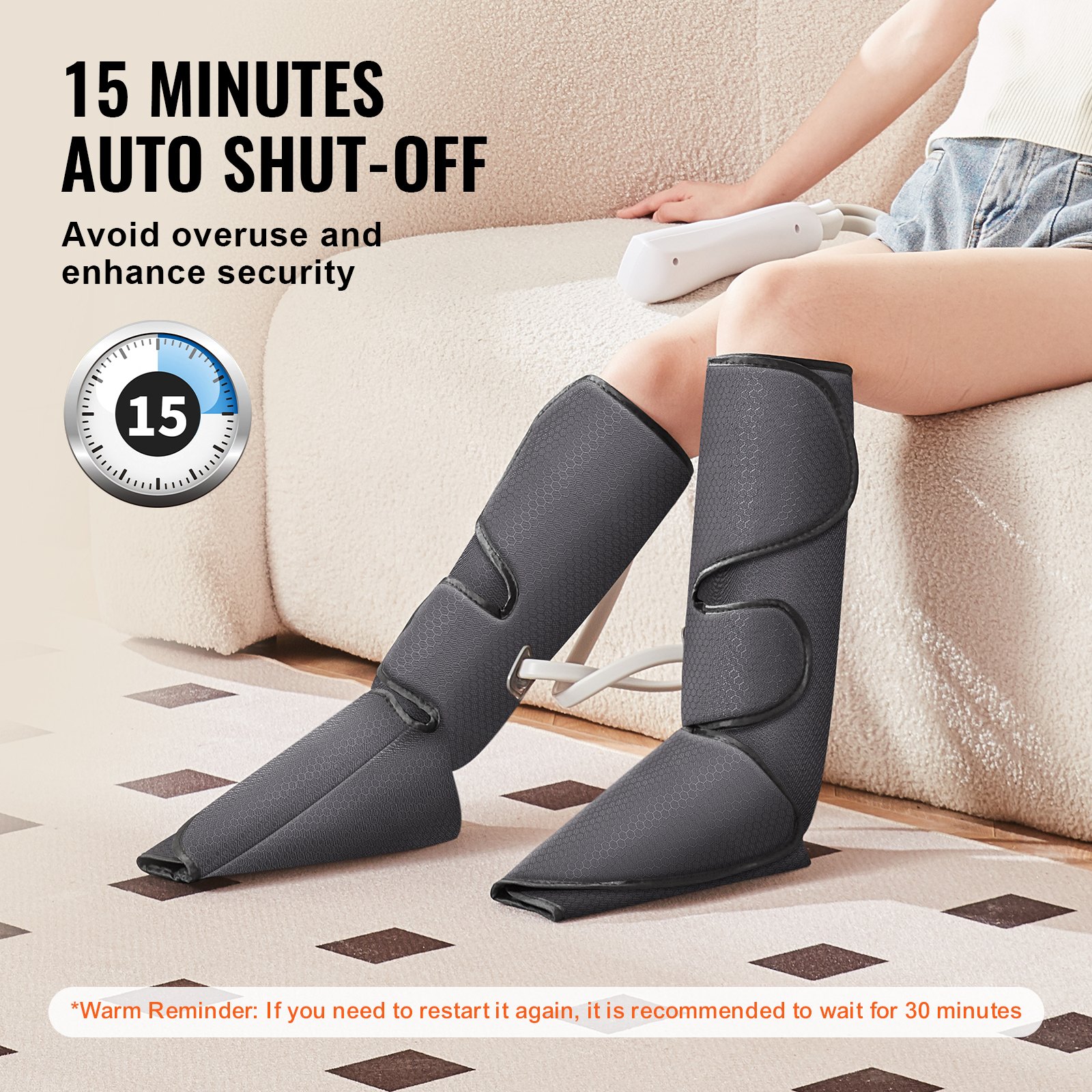 VEVOR Leg Massager with Air Compression, Foot and Calf Massager with 3 Modes & 3 Intensities, LCD Controller, Compression Massage Boot for Circulation, Swelling and Pain Relief- Great Gift for Mom/Dad