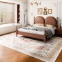 VEVOR Area Rug, 9 x 12 ft Large Washable Rug, Non-Slip and Tear-Resistant Soft Carpet, Pet Friendly Vintage Area Rugs, Indoor Mat for Bedroom, Living Room, Office, Brown Red