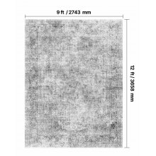 Large Area Rug 9 x 12 ft Anti-Skid and Tear-Resistant Floor Mat Bohemian Gray