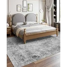 Large Area Rug 9 x 12 ft Anti-Skid and Tear-Resistant Floor Mat Bohemian Gray