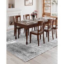 Large Area Rug 9 x 12 ft Anti-Skid and Tear-Resistant Floor Mat Bohemian Gray
