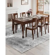 Large Area Rug 9 x 12 ft Anti-Skid and Tear-Resistant Floor Mat Bohemian Gray