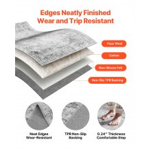 Large Area Rug 9 x 12 ft Anti-Skid and Tear-Resistant Floor Mat Bohemian Gray