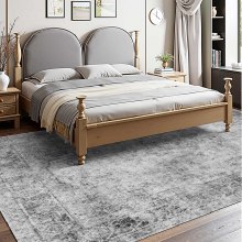 Large Area Rug 9 x 12 ft Anti-Skid and Tear-Resistant Floor Mat Bohemian Gray