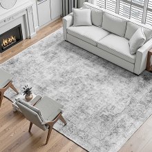 Large Area Rug 9 x 12 ft Anti-Skid and Tear-Resistant Floor Mat Bohemian Gray