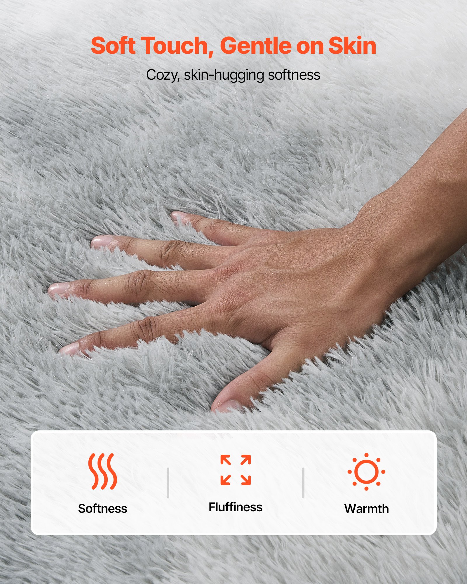 VEVOR Indoor Plush Area Rugs, 2.74 x 3.66m Soft Plush Carpet, Furry Shag Area Rugs for Living Room, Bedroom, Modern Home Decor Aesthetic Long-Pile Rug, Non-Shedding, Slip-Resistant, Tie-Dye Light Gray