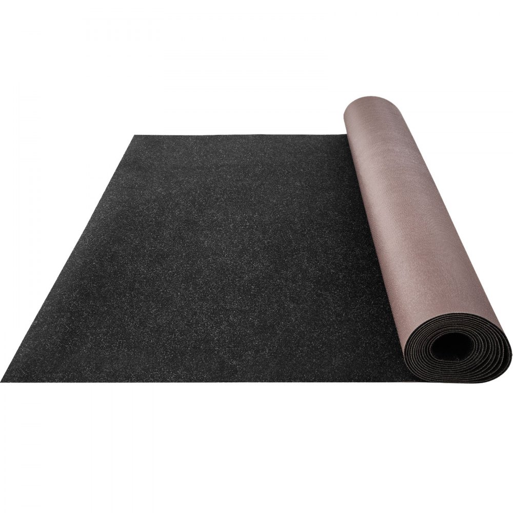 VEVOR boat carpet unrolled, showcasing black surface and roll.