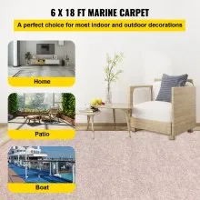 VEVOR Boat Carpet, 6 ft x 18 ft Marine Carpet for Boats, Waterproof Light Brown Carpet with Marine Backing Anti-Slide Marine Grade Boat Carpet Cuttable Easy to Clean Patio Rugs Deck Rug