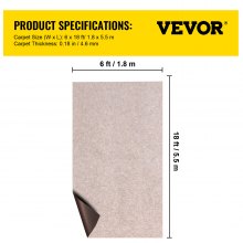 VEVOR Boat Carpet, 6 ft x 18 ft Marine Carpet for Boats, Waterproof Light Brown Carpet with Marine Backing Anti-Slide Marine Grade Boat Carpet Cuttable Easy to Clean Patio Rugs Deck Rug