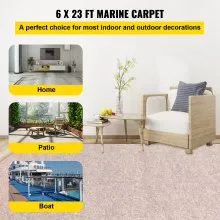 VEVOR Boat Carpet, 6 ft x 23 ft Marine Carpet for Boats, Waterproof Light Brown Carpet with Marine Backing Anti-Slide Marine Grade Boat Carpet Cuttable Easy to Clean Patio Rugs Deck Rug