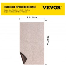 VEVOR Boat Carpet Marine Carpet 6x23' Indoor Outdoor Carpet Rug Anti-Slide Brown