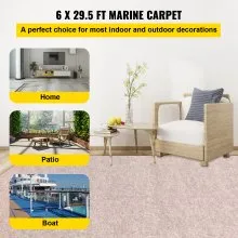 VEVOR Boat Carpet, 6 ft x 29.5 ft Marine Carpet for Boats, Waterproof Light Brown Carpet with Marine Backing Anti-Slide Marine Grade Boat Carpet Cuttable Easy to Clean Patio Rugs Deck