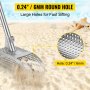VEVOR Metal Detector Sand Scoop, Stainless Steel Metal Detecting Beach Scoop Scoops, 6 MM Hole Beach Metal Detector Scoop Shovel, w/Stainless Steel Handle Pole, for Metal Detecting Treasure Hunting