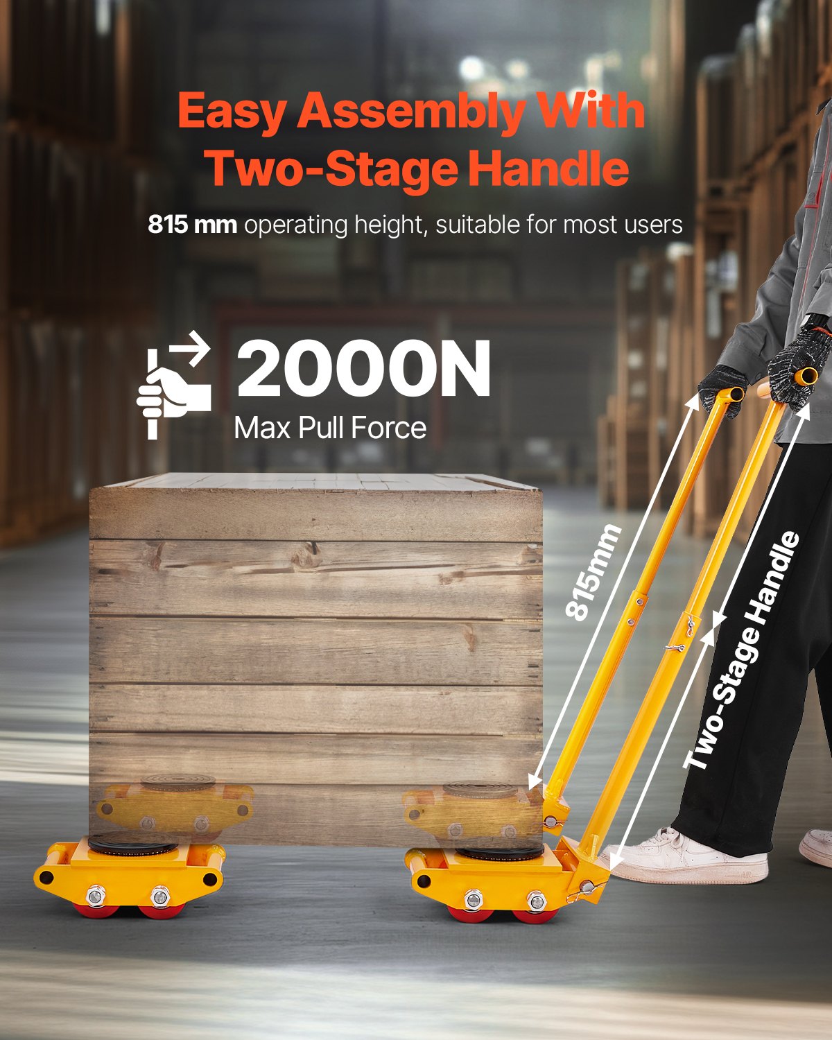 VEVOR Machine Skate 13228 lbs 6T Machinery Skate Dolly with Handle 360° Rotation