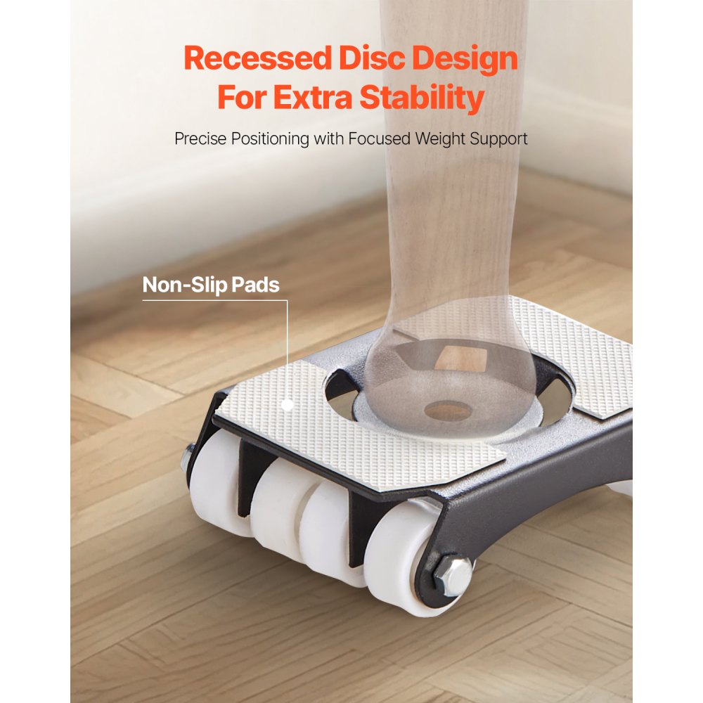 VEVOR Furniture Dolly, 330 lbs Load Capacity, Heavy Duty Furniture Movers with Wheels, Carbon Steel Panel, Dual-Row & Eight-Wheel Structure, Furniture Lift Slider Tool Set for Appliances, Sofa, Fridge