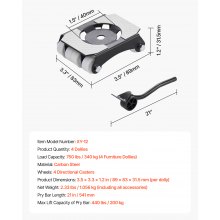 VEVOR Furniture Dolly Heavy Duty Furniture Movers with Casters 340 kg Capacity