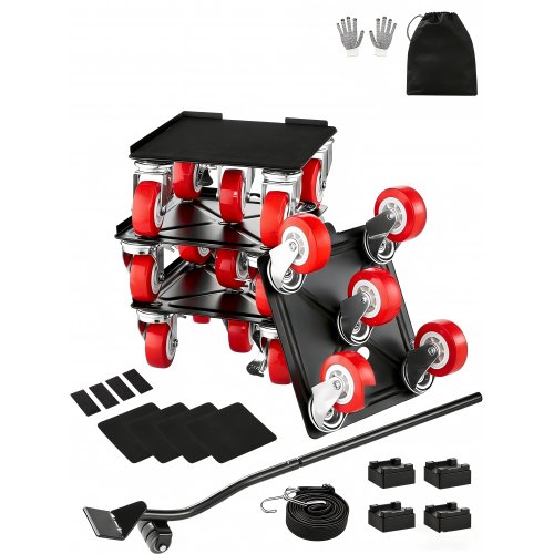 Zware meubelverhuizer Dolly Set met lifter, 360° rotatie 4-wielige meubelpoppen, zware spullen verplaatsen gereedschapset Zware meubelverhuizer Dolly Set met lifter, 360° rotatie 4-wielige meubelpoppen, zware spullen verplaatsen gereedschapset
