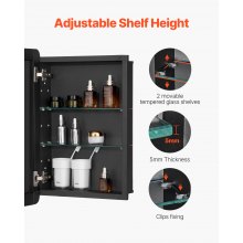 Medicine Cabinet 16" x 24" Mirror Medicine Cabinet Adjustable Shelves