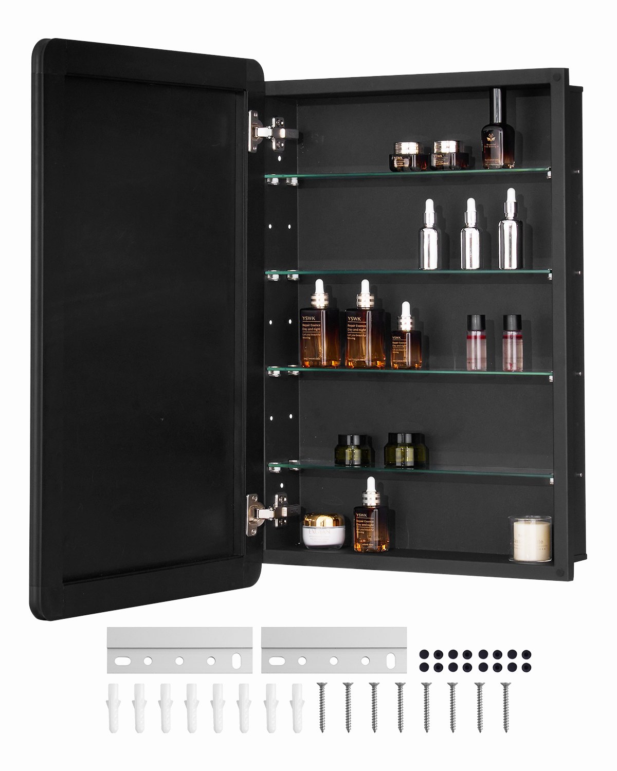 VEVOR Medicine Cabinet, 20 x 30 inch, Medicine Cabinet for Bathroom with Mirror,  Aluminum Frame Bathroom Wall Cabinet, 4-layer Adjustable Shelves, Recessed & Wall-mounted Installation