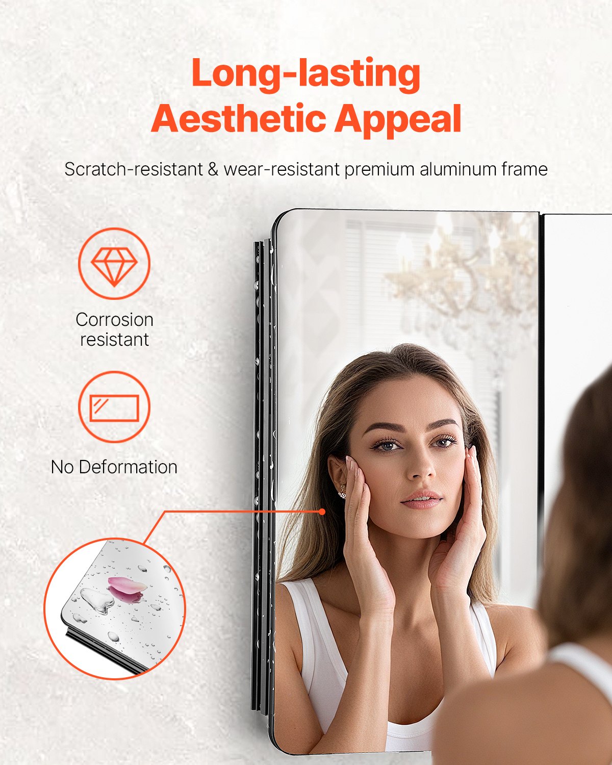 VEVOR Medicine Cabinet, 25.5 x 40 inch, Medicine Cabinet for Bathroom with Mirror,  Aluminum Frame Bathroom Wall Cabinet, 4-layer Adjustable Shelves, Recessed & Wall-mounted Installation