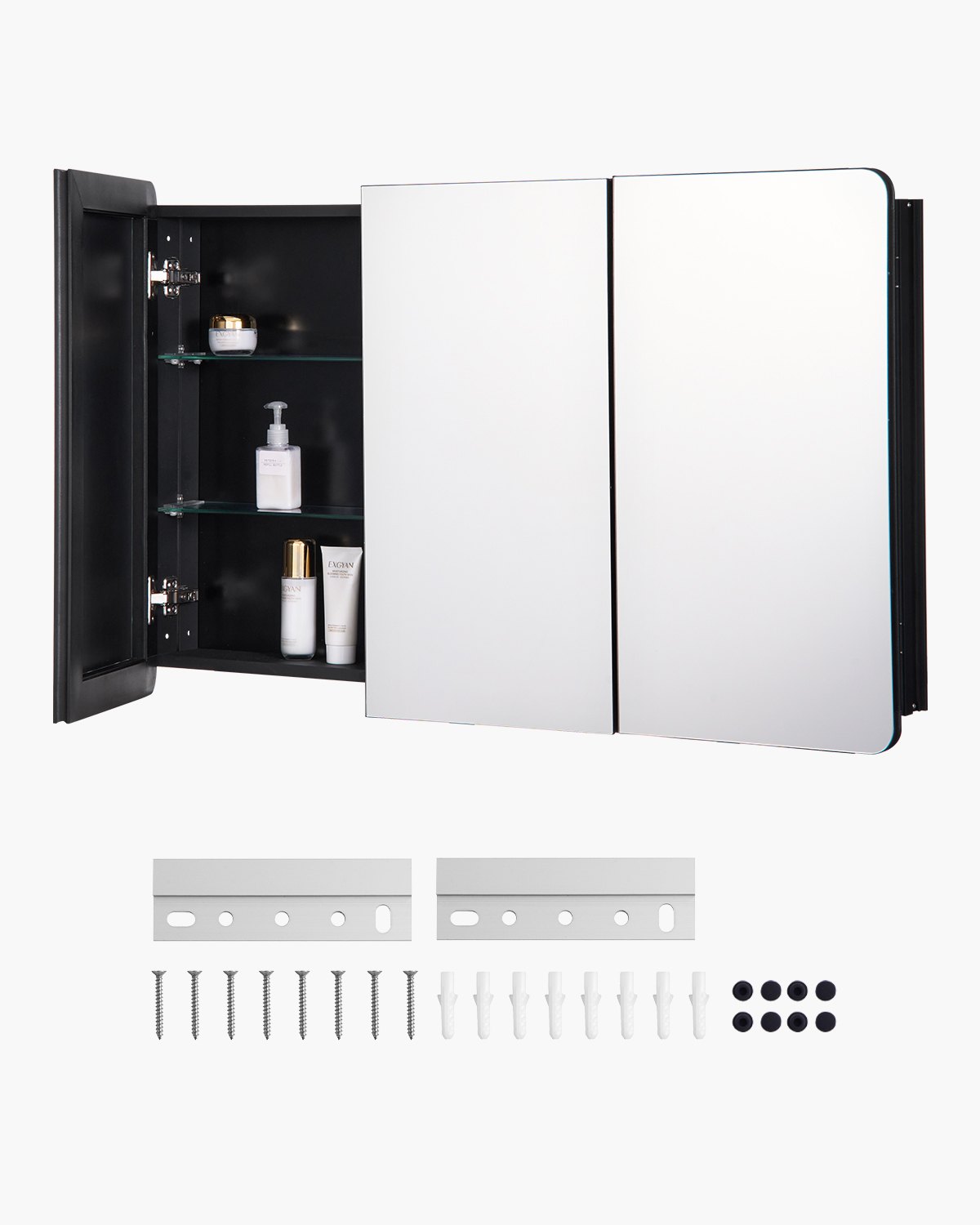 VEVOR Medicine Cabinet, 25.5 x 40 inch, Medicine Cabinet for Bathroom with Mirror,  Aluminum Frame Bathroom Wall Cabinet, 4-layer Adjustable Shelves, Recessed & Wall-mounted Installation