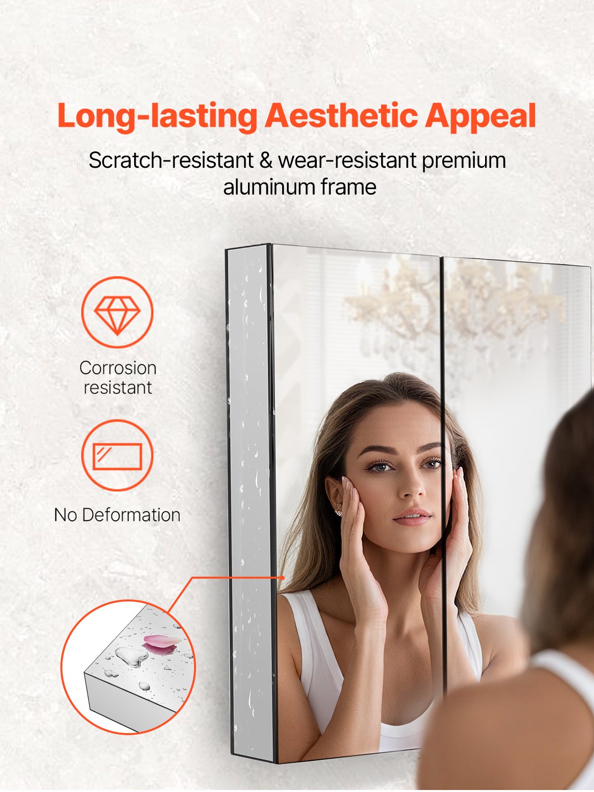 VEVOR Medicine Cabinet, 26 x 30 inch, Medicine Cabinet for Bathroom with Mirror,  Aluminum Frame Bathroom Wall Cabinet, 2-layer Adjustable Shelves, Recessed & Wall-mounted Installation