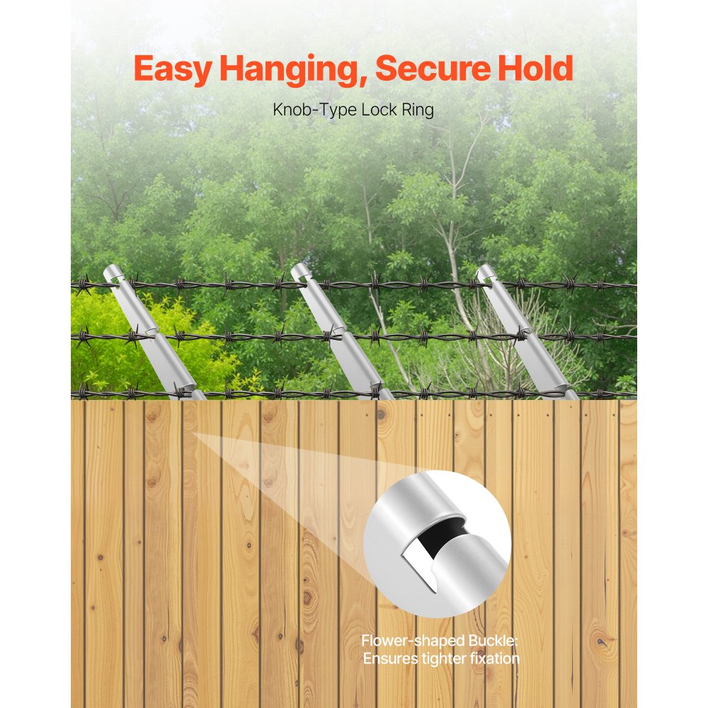 VEVOR Barbed Wire Arm, 10 Packs 12.2 in Fence Post Extender, Flat or Surface Mounted, Galvanized Steel Fence Height Extender, Protect Privacy and Prevent Pets Jumping Off, for Outdoor Wood Concrete Fences