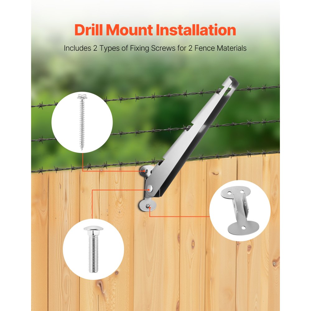 VEVOR Barbed Wire Arm, 10 Packs 12.2 in Fence Post Extender, Flat or Surface Mounted, Galvanized Steel Fence Height Extender, Protect Privacy and Prevent Pets Jumping Off, for Outdoor Wood Concrete Fences