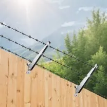 VEVOR Barbed Wire Arm, 10 Packs 12.2 in Fence Post Extender, Flat or Surface Mounted, Galvanized Steel Fence Height Extender, Protect Privacy and Prevent Pets Jumping Off, for Outdoor Wood Concrete Fences