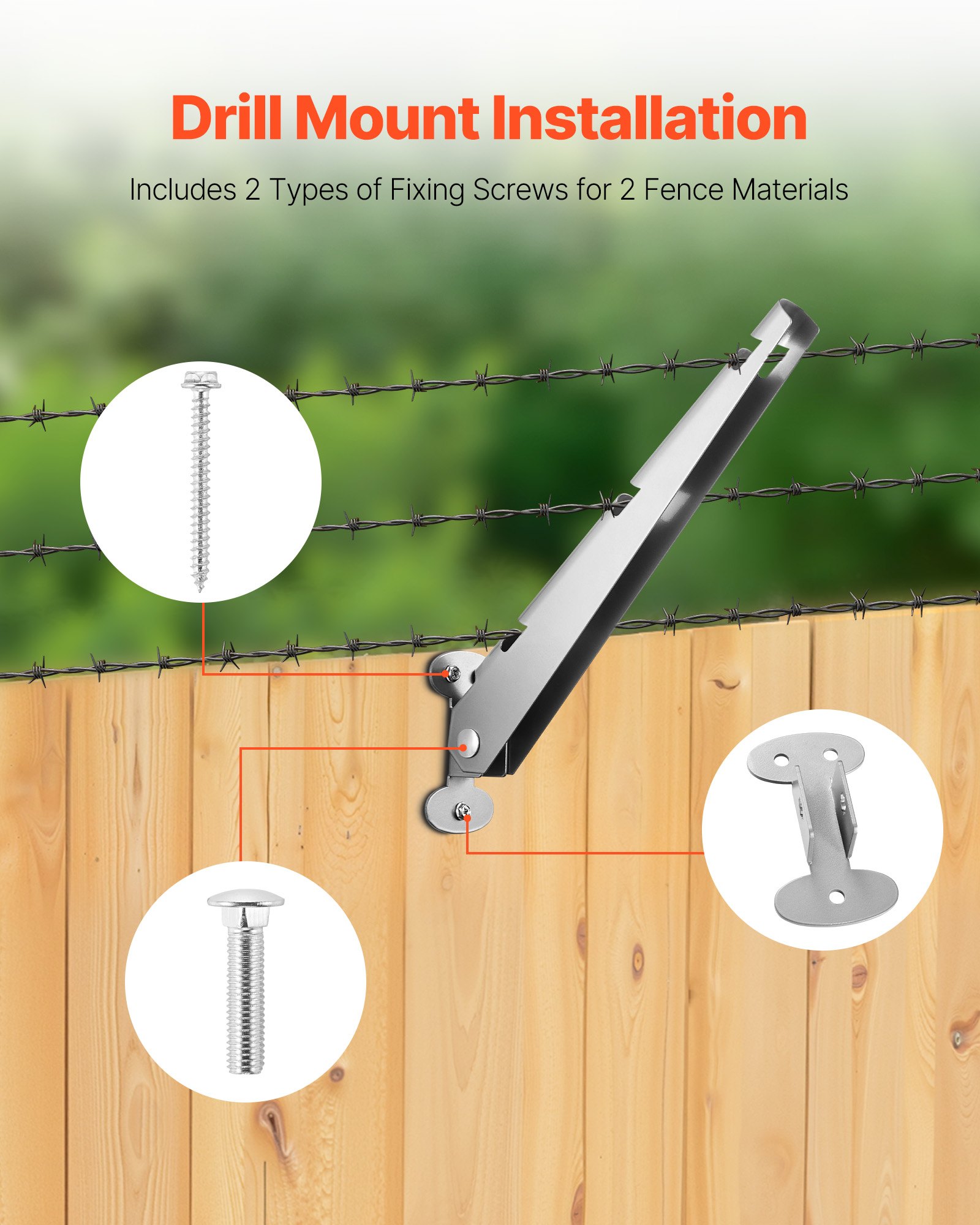 VEVOR Barbed Wire Arm, 10 Packs 12.2 in Fence Post Extender, Flat or Surface Mounted, Galvanized Steel Fence Height Extender, Protect Privacy and Prevent Pets Jumping Off, for Outdoor Wood Concrete Fences