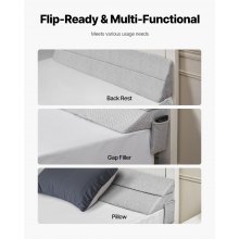 Bed Wedge Pillow for Headboard 60"x10"x6" Bed Gap Filler Fill 0-7" Gap
